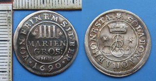 1690 HB - 4 mariengroschen, stříbro - Brunswick-Luneburg-Calenberg, krásný
