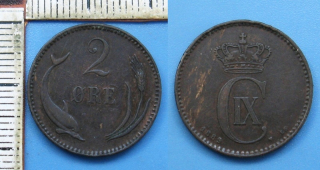 1889 - 2 ore - Dánsko, Christian IX.