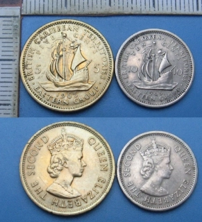 1965 - 5 a 10 cents - 2x Britský Východní Karibik