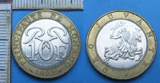 1991 - 10 francs - Monako