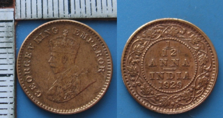 1929 - 1/12 anna - Jiří V., Britská Indie, krásná