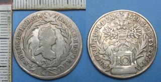 1765 G - 10 krejcar, stříbro - Marie Terezie, Ginzburg