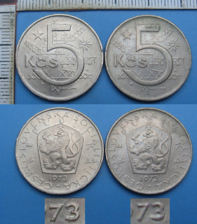 1973 - 2x 5 Kčs - různé varianty 73