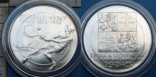 1993 - 500 Kčs, stříbro - Československý tenis, kapsle