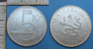 1929 - 5 korun, stříbro