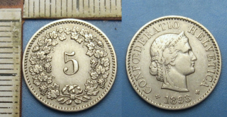 1893 B - 5 rappen - Švýcarsko