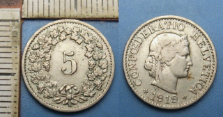 1919 B - 5 rappen - Švýcarsko