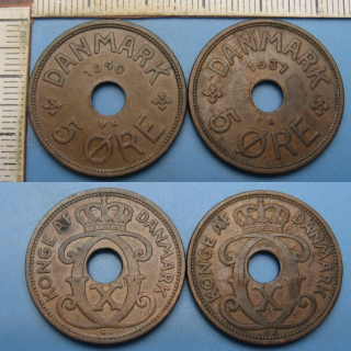 1937, 40 - 5 ore - 2x Dánsko, Christian X.