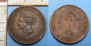 1901 - 1 cent - Britský Cejlon, Victoria