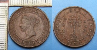 1890 - 1 cent - Britský Cejlon, Victoria