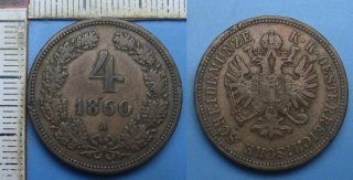 1860 A - 4 kreuzer - František Josef I.