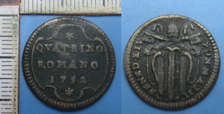 1752 - quatrino - Vatikán, Benedikt XIV.