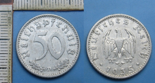 1935 D - 50 reichspfennig - Třetí říše