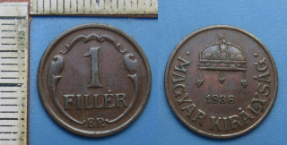 1938 BP - 1 fillér - Maďarsko