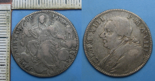 1766 / VIII - 2 giulio, stříbro - Clement XIII., Vatikán, Řím
