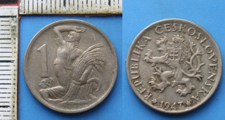 1947 - 1 koruna, vzácnější