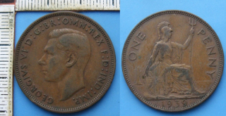 1939 - penny - Velká Británie, Jiří VI.