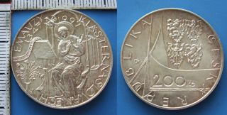 1997 - 200 Kč, stříbro - 650. výročí založení kláštera Na Slovanech - Emauzy