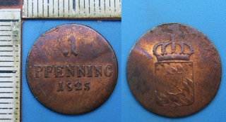 1825 - 1 pfenning - Bavorsko, Maximilian IV. Josef 