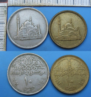 mince Egypta - 2x 10 piastres - různý typ