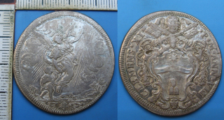 1706 - 1/2 scudo, stříbro - Clement XI., Papežský stát