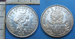 1913 - 1000 reis, stříbro - Brazílie