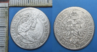 1708 FN - 3 krejcar, stříbro - Josef I., Vratislav, Nowak