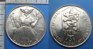 1988 - 500 Kčs, stříbro - 125. výročí založení Matice Slovenské