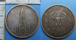 1935 E - 5 reichsmark, stříbro - Třetí říše