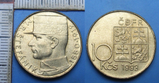 1993 - 10 Kčs - ČSFR, M.R.Štefánik