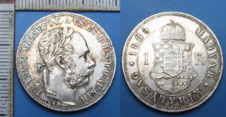 1883 KB - 1 zlatník, stříbro - František Josef I., krásný