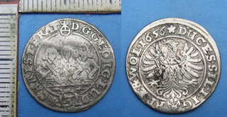 1656 - 3 krejcar, stříbro - Lehnice-Břeh, Georg III. 1651-1672, Ludwig IV. 1651-1663, Christian 1651-1673