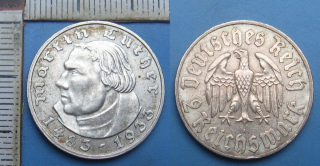 1933 A - 2 reichsmark, stříbro - Německo, Třetí říše, Martin Luther