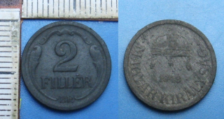 1943 BP - 2 fillér - válečné Maďarsko
