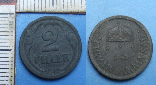 1943 BP - 2 fillér - válečné Maďarsko
