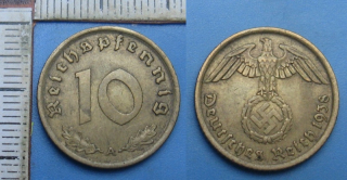 1938 A - 10 reichspfennig - Třetí říše