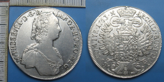 1763 - tolar, stříbro - Marie Terezie, Hall