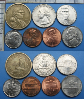 mince USA - 7x různý typ