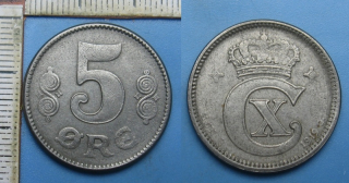 1919 HCN GJ - 5 ore, železo - Dánsko, Christian X.