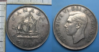 1949 - 1 dollar, stříbro - Jiří VI., Kanada
