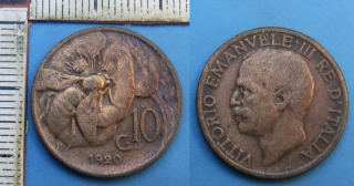 1920 - 10 centesimi - Itálie, Vittorio Emanuele III.