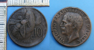 1926 - 10 centesimi - Itálie, Vittorio Emanuele III.