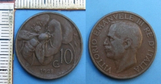 1928 - 10 centesimi - Itálie, Vittorio Emanuele III.