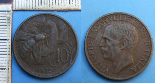 1932 - 10 centesimi - Itálie, Vittorio Emanuele III.