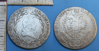 1794 E - 20 krejcar, stříbro - František I., vzácnější