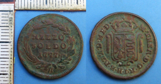 1777 - 1/2 soldo - Marie Terezie, pro Milánsko