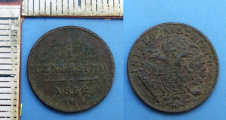 1852 M - 1 centesimo - František Josef I., pro Lombardsko-Benátsko