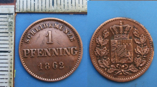 1862 - 1 pfennig - Maximilian II., Bavorsko