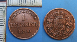 1860 - 1 pfennig - Maximilian II., Bavorsko