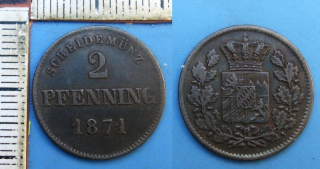 1871 - 2 pfennig - Ludwig II., Bavorsko